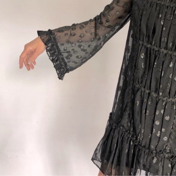 Max Studio Black Sheer Long Sleeve Dress - Picture 3 of 7